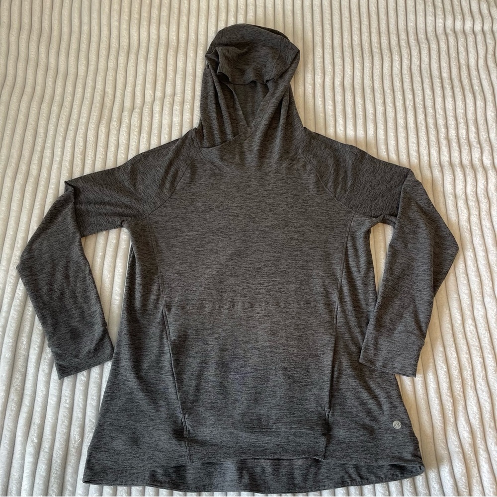 Apana Hoodie M Gray Long Sleeve Soft Lightweight Pullover Yoga Gym Athleisure